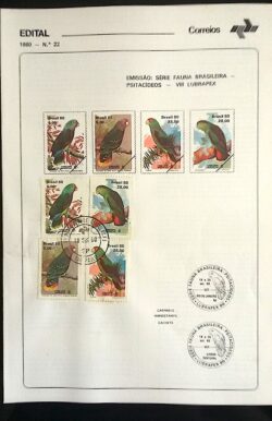 Edital 1980 22 Fauna Psitacideos Papagaio Ave Com 4 Selo CPD SP