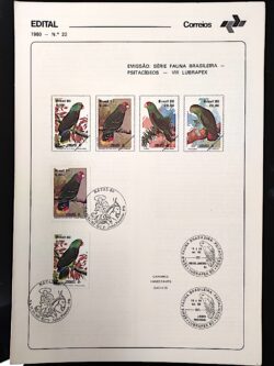 Edital 1980 22 Fauna Psitacideos Papagaio Lubrapex Ave Com 2 Selo CBC PB