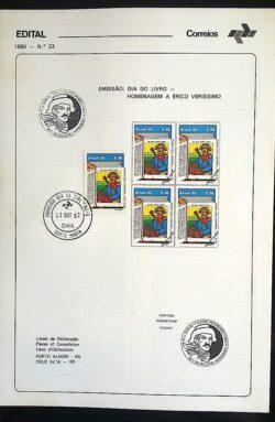 Edital 1980 23 Erico Verissimo Literatura Com Selo CBC e CPD Santa Maria RS