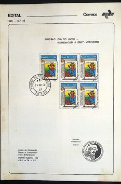 Edital 1980 23 Erico Verissimo Literatura Com Selo CPD SP