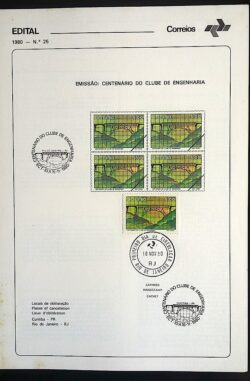 Edital 1980 25 Clube Engenharia Ponte Com Selo CBC e CPD RJ