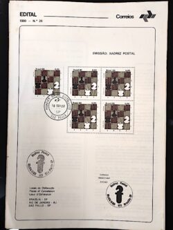 Edital 1980 26 Xadrez Postal Cavalo Com Selo CBC e CPD SP 4