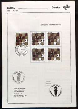 Edital 1980 26 Xadrez Postal Com Selo CBC e CPD SP 1