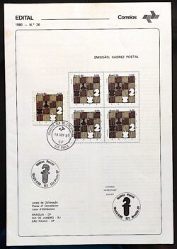 Edital 1980 26 Xadrez Postal Com Selo CBC e CPD SP 2