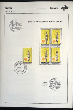 Edital 1980 27 Ação de Graças Religião Com Selo CBC e CPD BSB