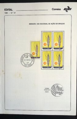 Edital 1980 27 Acao de Graças Religião Com Selo CPD SP