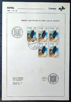 Edital 1980 28 Jose de Anchieta Religiao Com Selo CBC e CPD SP