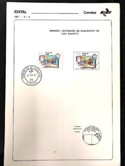 Edital 1981 06 Lima Barreto Literatura Com Selo CPD PB