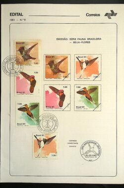 Edital 1981 08 Fauna Beija Flor Com Selo CBC Club