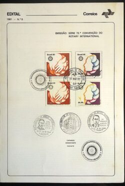 Edital 1981 09 Rotary Internacional Com Selo Carimbos CBC e CPD SP