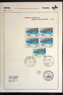 Edital 1981 11 Correio Aereo Nacional Avião Com Selo Abaixo CBC CPD SP