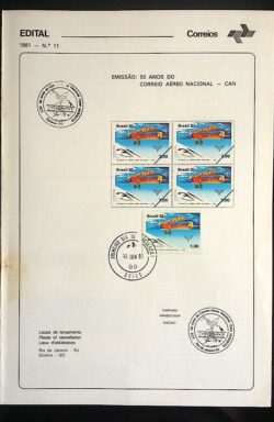 Edital 1981 11 Correio Aereo Nacional Avião Com Selo CBC e CPD GO