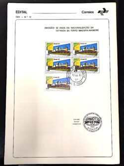 Edital 1981 12 Estrada de Ferro Trem Com Selo CPD SP