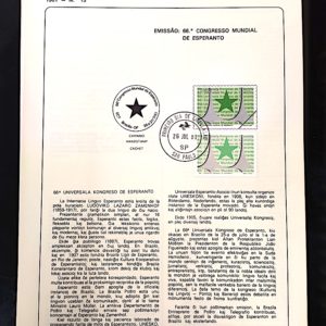 Edital 1981 13 Congresso Mundial de Esperanto Comunicação Com Selo CBC e CPD SP
