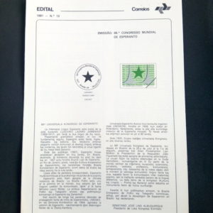 Edital 1981 13 Congresso Mundial de Esperanto Comunicação Sem Selo