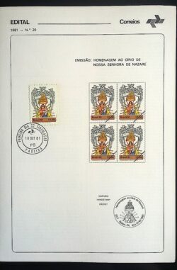 Edital 1981 20 Círio de Nazaré Religião Com Selo CPD PB