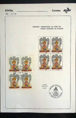 Edital 1981 20 Círio de Nazaré Religião Santa Com Selo CPD PB