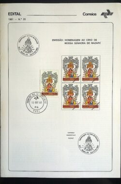 Edital 1981 20 Círio de Nazaré Religião Santa Com Selo CPD e CBC PA