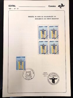 Edital 1981 21 Cristo Redentor Religião Com Selo CBC PB
