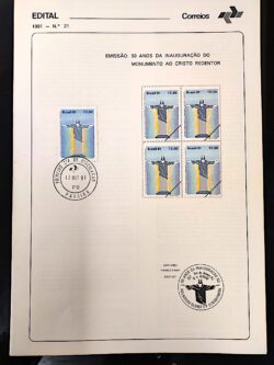 Edital 1981 21 Cristo Redentor Religião Com Selo CPD PB