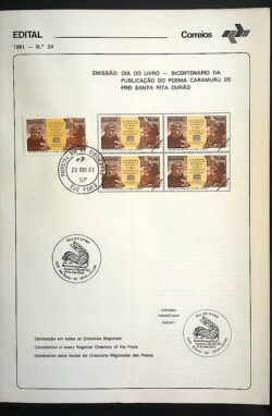 Edital 1981 24 Caramuru Frei Santa Rita Durao Com Selo CBC e CPD SP