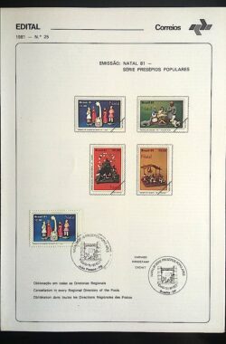 Edital 1981 25 Presepios Populares Natal Religião Com Selo CBC PB