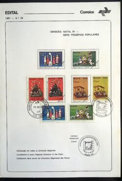 Edital 1981 25 Presepios Populares Natal Religião Com Selo CBC e CPD SP