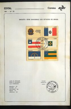 Edital 1981 26 Bandeiras Estados Brasileiros Com Selo CPD SP