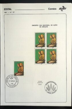 Edital 1981 27 Acao de Graças Religião Com Selo CPD PB