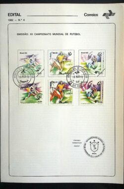 Edital 1982 04 Campeonato Mundial de Futebol Esporte Com Selo CPD SP ÚLTIMO
