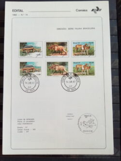 Edital 1982 15 Fauna Brasileira Tatu Lobo Com Selo CPD SP