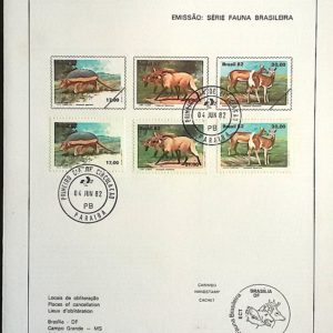 Edital 1982 15 Fauna Brasileira Tatu Lobo Veado Com Selo CPD PB