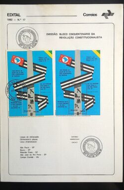 Edital 1982 17 Revolucao Consticionalista Com Selo Bloco CPD e CBC SP