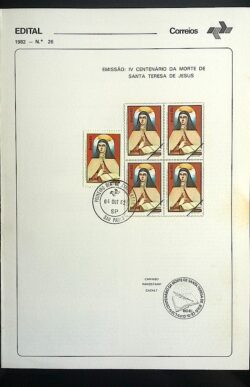 Edital 1982 26 Santa Teresa de Jesus Religião Com Selo CPD SP