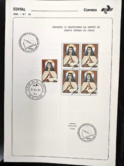 Edital 1982 26 Santa Teresa de Jesus Religião Com Selo CPD e CBC RJ