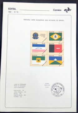 Edital 1982 33 Bandeira Estado Brasil Sem Selo