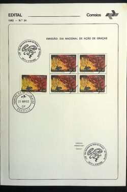 Edital 1982 34 Ação de Graças Religião Com Selo CBC e CPD BSB