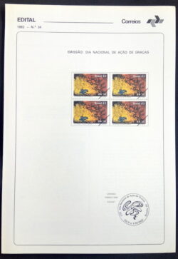 Edital 1982 34 Ação de Graças Religião Sem Selo