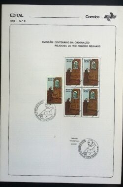 Edital 1983 08 Ordenação Religiosa Frei Rogerio Com Selo CBC SC