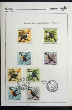 Edital 1983 11 Fauna Tucanos Com Selo CBC Basileia Suiça