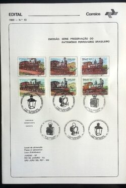 Edital 1983 13 Patrimonio Ferroviario Trem Com Selo CBC MG