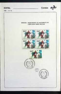Edital 1983 15 Simon Bolivar Cavalo Com Selo CBC DF