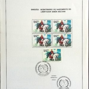 Edital 1983 15 Simon Bolivar Cavalo Com Selo CBC DF