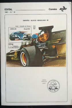 Edital 1983 19 Brasiliana Sem Selo Carro Formula 1 Futebol Balao Vela