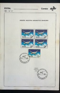 Edital 1983 21 Indústria Aeronáutica Avião Com Selo CBC SP São José dos Campos