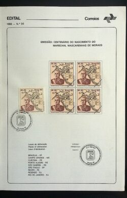 Edital 1983 30 Marechal Mascarenhas Moraes Militar Com Selo CBC SP