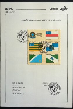 Edital 1983 31 Bandeiras do Brasil PR RJ MS GO AM Com Selo CBC MS Campo Grande