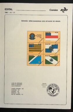 Edital 1983 31 Bandeiras do Brasil PR RJ MS GO AM Sem Selo