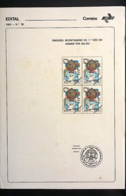 Edital 1983 33 Voo Homem Balão Aviação Sem Selo