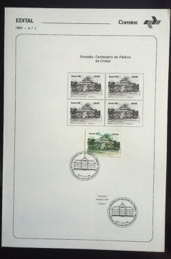 Edital 1984 02 Palácio de Cristal Com Selo CBC RJ